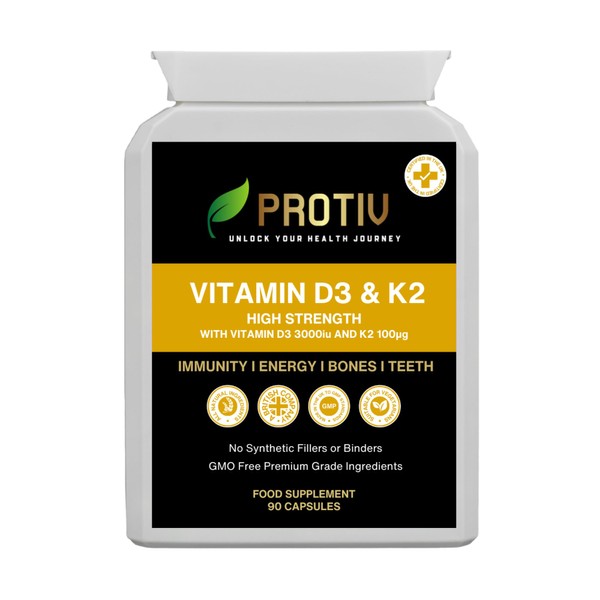 Vitamin D3 & K2 Fusion 90 Capsules - Daily Supplement