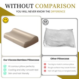 Cooling Pillowcase for Contour Pillow- Rayon Derived from Bamboo Contour Cervical Neck Pillow Case Cover- Breathable Silky Soft Pillowcase for Hot Sleepers,24 x14 x5/3.7 Inches 1 Piece Taupe