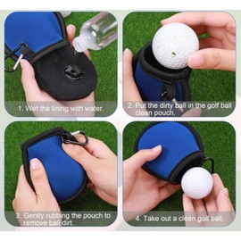 Zwenjuan Golf Balls Cleaner Bag, 4 Pieces Portable Bag for Golf Ball with 4 Buckle, Practical Golf Accessories, Effective Cleaning Golf Balls, Golf Ball Wash Bag, Gifts for Golves