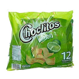 CHOCLOITOS 4 Set CHOCLITOS Sabor Limon 12 Packs de 27 grs c/u - Corn Chips Lime Flavor 12 Packs of 95 oz Each.