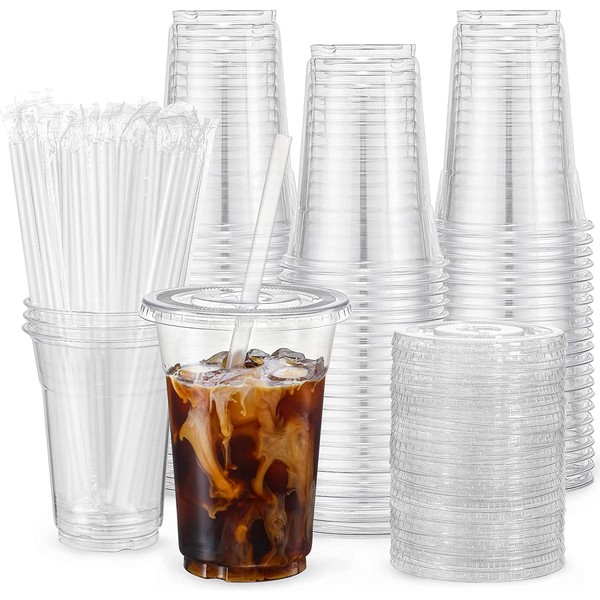 VITEVER VITEVER 100 Sets - 12oz Clear Plastic Cups with