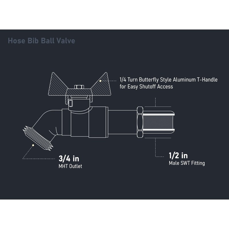 Midline Valve 12CETY-NL Extended Street Hose Bib Boiler Drain, 1/2’’