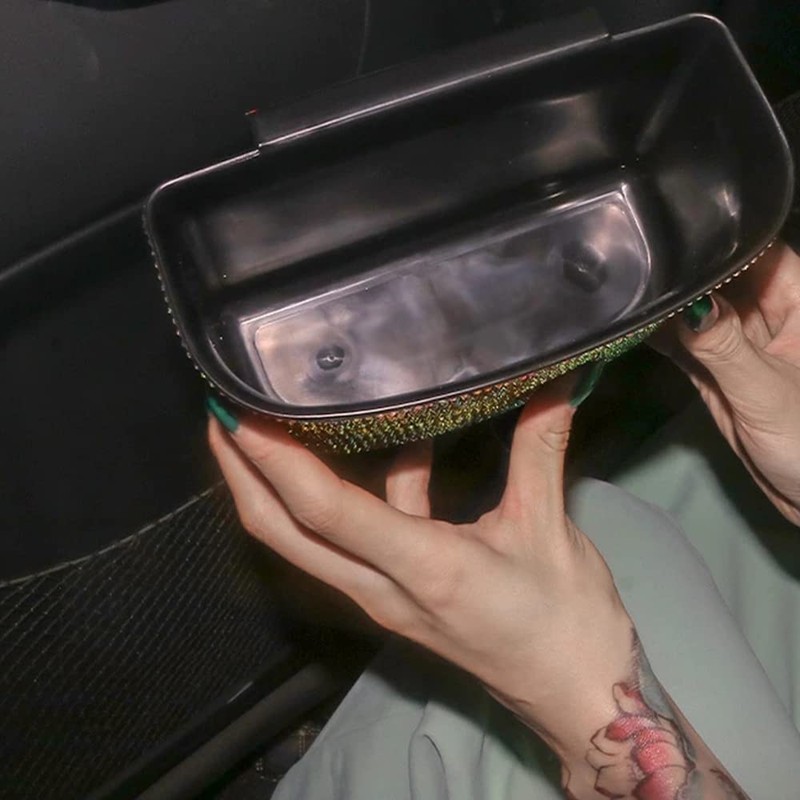 TOTMOX Car Trash Can,Bling Car Garbage Can Container Hanging Wastebasket