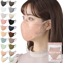 Iris Ohyama RK-F5SUA Daily Fit Mask, JIS Certified, Non-woven Fabric, Sculpted, Bi-Color, Regular Size, Individually Packaged, Blends With Your Complexion, Fall, Pack of 5, Pink Beige and Ash Pink