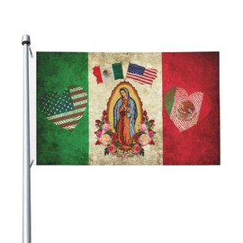Mexico USA Friendship Flag 3x5 Foot Durable And Fade Resistant,Perfect For Any Balcony Or Courtyard,Garden Decorative Banner