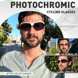 KAPVOE Photochromatic Self-Tone Cycling Glasses Men Women Sports Sunglasses Clear Cycling MTB Cycling Glasses Running Volleyball Tennis Driving Softball Mountaineering Golf Hiking 05