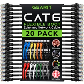 GearIT Cable Cat6 1,83 Metro Cable Cat 6 Ethernet Snagless Flexible con Pestaña - Serie Premium - Negro
