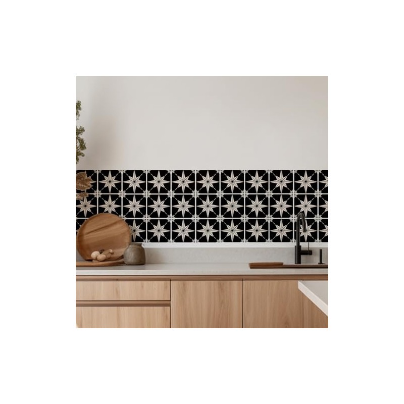 Star Compass Peel & Stick Tile Stickers 30-Pack, 4 x