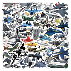 Fighter Plane Stickers Pcak, 60pcs Cool Fighter Jet Stickers for Kids Boys Teens Men, Military Plane Vinyl Decals for Laptop Water Bottle Scrapbook Journal Party Favors