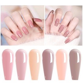 Vishine Sheer Nude Clear Pink Gel Nail Polish Nude Gel Polish Kit Jelly Neutral Transparent Gel Nail Polish LED Gel Nail Gel Polish Varnish 6Pcs 8ML