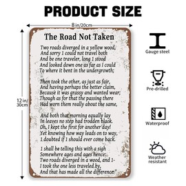 The Road Not Taken Vintage Metal Tin Sign Motivational Quotes Retro Wall Decor Antique Tin Sign for Home Bar Cafe Pub Garage Man Cave Room 12 x 8 Inch