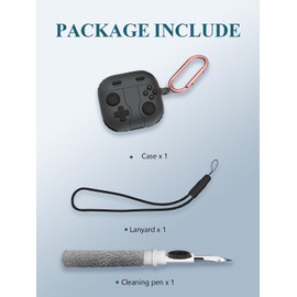 Case for AirPods 4(4th Generation) Wireless Ear Buds 2024 Upgraded,Cute Cartoon Game Design Soft Silicone Protective Portable Scratch Shock Resistant with Cleaner Kit & Carabiner & Lanyard，Black