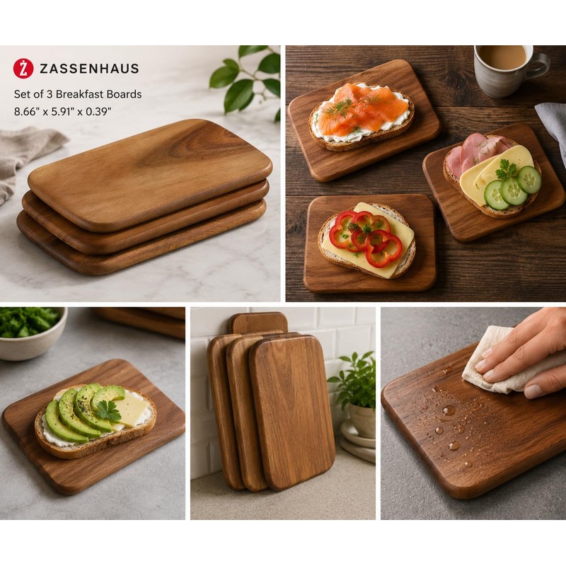 Zassenhaus Set di 2 taglieri per la colazione, in legno