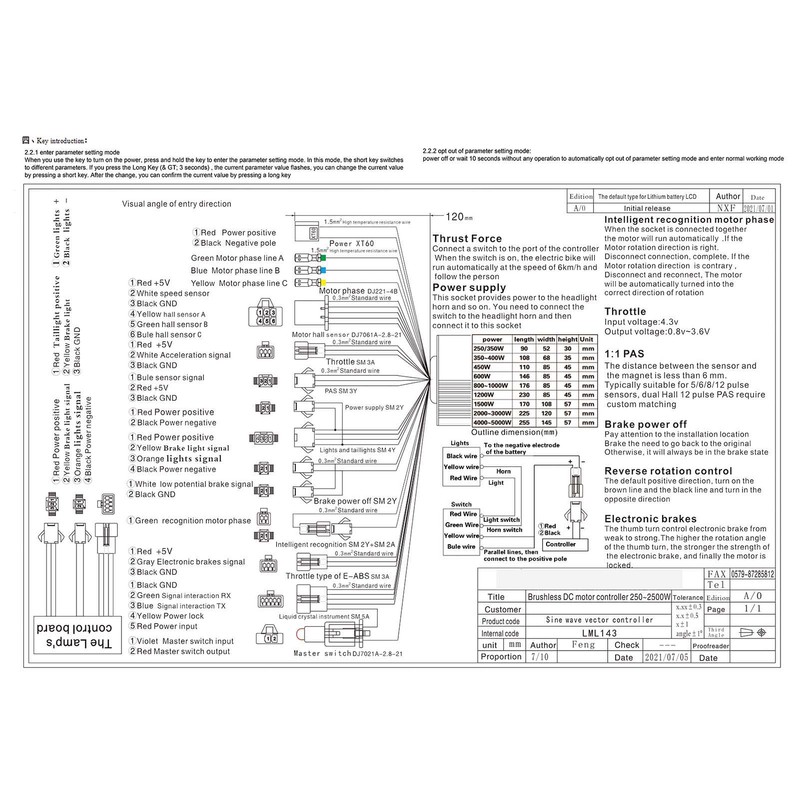 36V 48V 350W Electric Scooter 3 Mode Sine Wave Controller