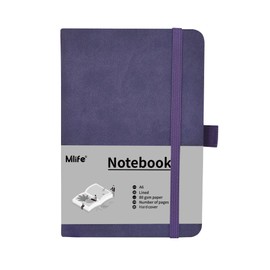 Mlife A6 Small Journal Notebook, 192 Pages, A6 Notebooks, Mini Hardcover with Elastic Closure Band and Folding Pocket (Purple)