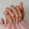 SXVME Uñas postizas acrílicas naturales con pegamento para mujer, uñas
