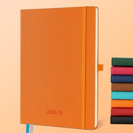 IN-LUXPRO Weekly Monthly 2025-2026 Planner (July 25-Dec 26),11.5"x8.5",18 Months Agenda Plan with Month Tabs & Pocket,Expenses/Note Pages, Academic Calendar with Vegan Leather Cover,Orange