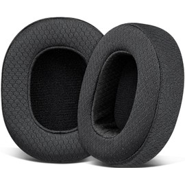 SOULWIT Mesh Fabric Replacement Earpads for Skullcandy Hesh 3/ANC/Evo & Crusher Wireless/ANC/Evo & Venue ANC Over-Ear Headphones, Ear Pads Cushions with Noise Isolation Foam - Black