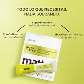 Matter Green Goddess, Mezcla de Superalimentos Liofilizados con Biocore?, Fibra Prebi?tica, Chlorella, Spirulina y Vegetales Verdes, Apoyo Digestivo y
