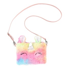 Merkts Kids Girls Plush Unicorn Cartoon Cute Little Girl Messenger Bag Coin Purse Colorful, Colourful