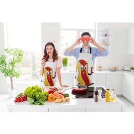 Beabes Hotdog Sandwich Kitchen Apron Food Show Thumbs-Up Hold Squeeze Bottle of Ketchup Durable Cooking Bib Apron for Chef Restaurant Home Cleaning Serving Painting 27" X 31"