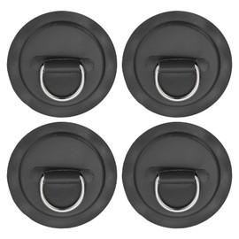 PATIKIL 3.1" Paddle Board D Rings, 4 Pcs Stainless Steel D-Ring PVC Patch Pad No Glue Include for Raft Kayak Inflatable Boat Surfboard, Black