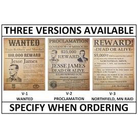 Wanted Poster: Jesse James Northfield Minnesota Raid (Modern Printing)