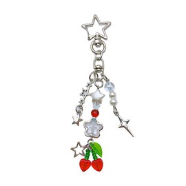 Caiyao Cute Keychain Aesthetic Y2K Keychain Accessories Heart Butterfly Strawberry Bear Key Chain for Teen Girls Women Gifts-Cherry