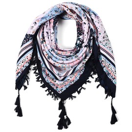 Nuofengkudu Women's Scarf Retro Floral Ethnic Print Large Space Neck Warmer Scarf with Tassel Scarf Cape Wraps 110 x 110 cm, x-color 34
