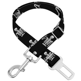 Adjustable pet cat and Dog car seat Belt，The Lanyard is Flexible and Adjustable from 20 to 33 inches (Skull)