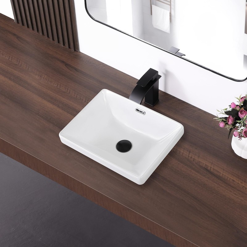 KARAMAG Small Bathroom Vessel Sink 16.7'' x 12.6'' Semi Recessed