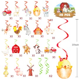 Farm Animal Party Hanging Swirls Farm Birthday Party Decoration Farm Animal Themed Swirl Ceilings Barnyard Party Hanging Streamers for Farm Theme Barn Party Baby Shower Supplies
