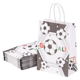 sourcing map 25pcs Football Gift Bags with Handles Bulk, 3.1"x8.3"x5.9" Football Gift Bag Sport Party Favor Bag for Kids Sports Theme, Birthday Party, Football Theme Event Gift Bag, White Black