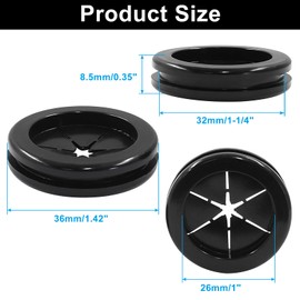 Murtenze 4PCS Rubber Grommets for Wiring, 1" ID 1-1/4" Drill Hole Wire Protection Grommet, Six-Petaled Rubber Cable Cord Organizer, Desk Hole Cover for Home Office Equipment