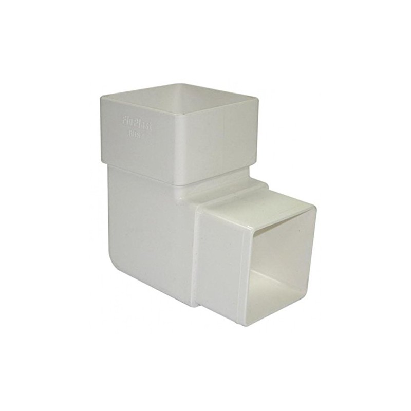 FLOPLAST 65mm Square Downpipe 92.5 Degree Offset Bend - White