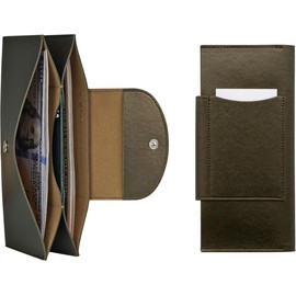 carrotez All-in-One Long Bifold 2-Tier PU Leather Wallet for Women, Money Organizer for Travel, Budgeting, Cash Envelope Wallet for Carrying Cash, Credit Cards & Business Cards - Pearl Bronze