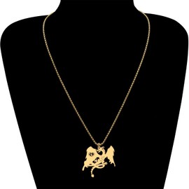 NEWEI Enamel Dragon Necklace Pendant 20 Inch Chain for Women Girls Dragon Jewellery Gifts Charm, Zinc
