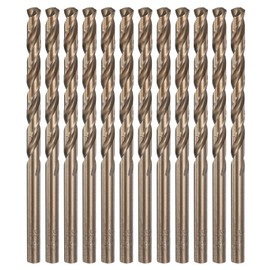 HARFINGTON 12pcs Cobalt Drill Bit, #13 0.185" HSS-CO Aircraft Twist Drill Bit with Straight Round Shank for Drilling Stainless Steel Cast Iron Tough Material
