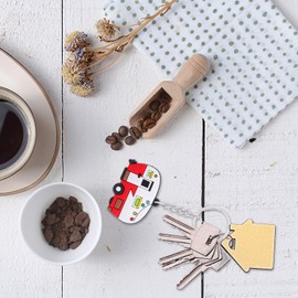 Foyten Camper Keychain, RV Key Ring,Couple Gifts Souvenir for Women Men,Camping Trailer Accessories,Outdoor Decor,2 Pack (Yellow)