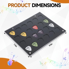 Teenyyou 24 Slots Guitar Pick Holder Wall Mountable Guitar Pick Display Case Guitar Pick Holder Guitar Pick Case Gifts for Men, Guitar Players, and Musicians (Black)