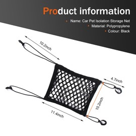 SLIMI 1 PC Car 2 Layer Dog Net Barrier, Multifunctional Pet Safety Barrier Mesh with Organizer, Stretchable Seat Back Storage Mesh Bag, Universal Driving Safely Accessories (Black)