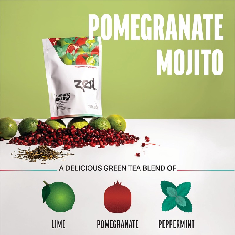 Zest Energy Green Tea – Pomegranate Mojito High Caffeine Tea