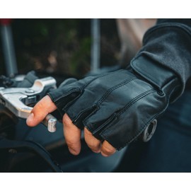 Men's Fingerless Motorcycle Gloves with Gel-Padded Palm and Adjustable Velcro Strap for Comfort and Control