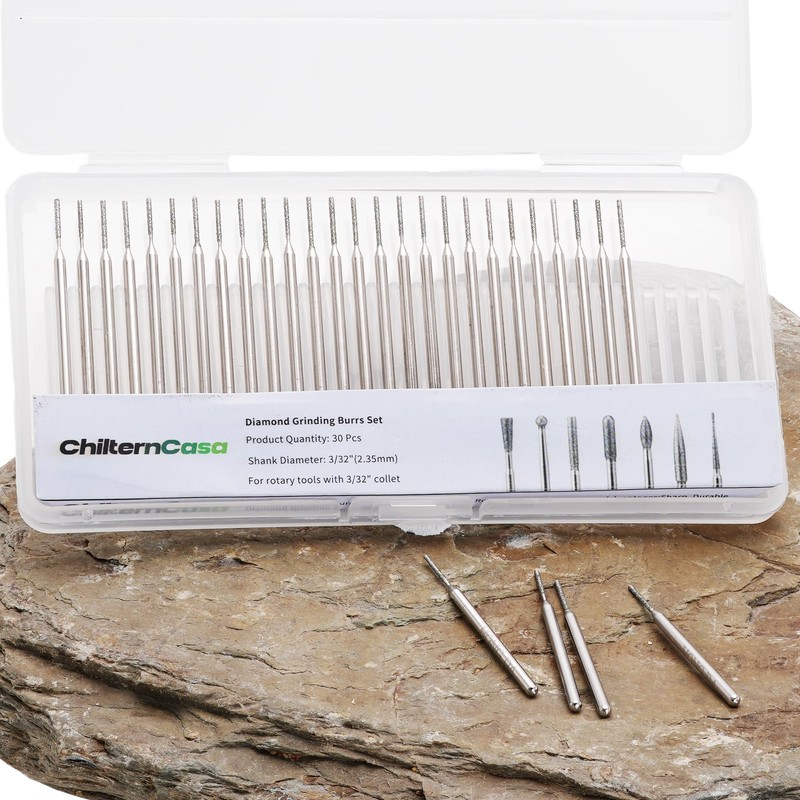 ChilternCasa 1mm Diamond Drill Bits, Cylinder Grinding Bit Shank 2.35mm