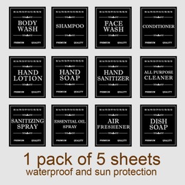 harayaa Set of 12 Waterproof Soap Labels for Refillable Bottles - Variety Pack