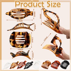 8 Pcs Large Flat Claw Clips for Women, 2 Styles French Flat Hair Clips for Women, Strong Hold Hair Claw Clips for Thick Thin Hair (Black White)