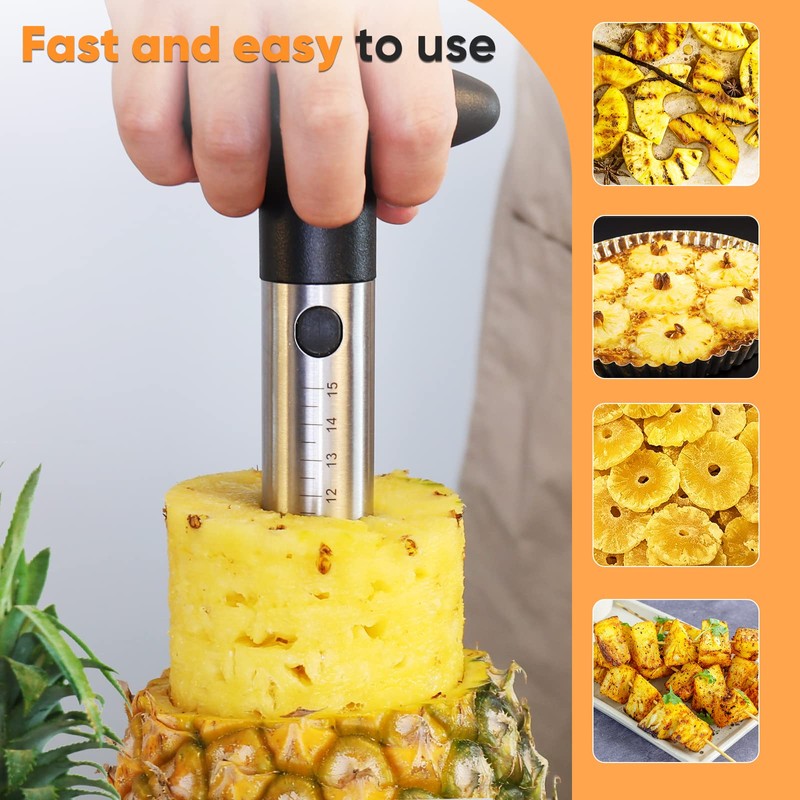 OOKUU Pineapple Corer Cutter, Stainless Steel Fruit Pineapple Peeler Slicer