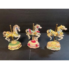Heritage House Melodies Country Fair Collection of 3 Carousel Horses