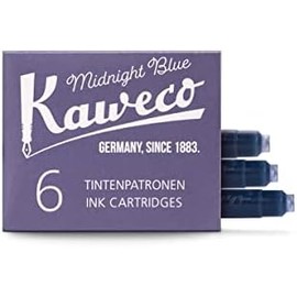 Kaweco Cartuchos de tinta para pluma estilográfica Azul Medianoche Paquete de 6 Tinta premium con cartuchos estándar cortos en azul Vegano, libre de crueldad, soluble en agua, para caligrafía y