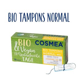 Cosmea Organic Tampons Made from 100% Organic Cotton, Value Pack of 4, Safe Feminine Hygiene in Harmony with Nature (Normal)